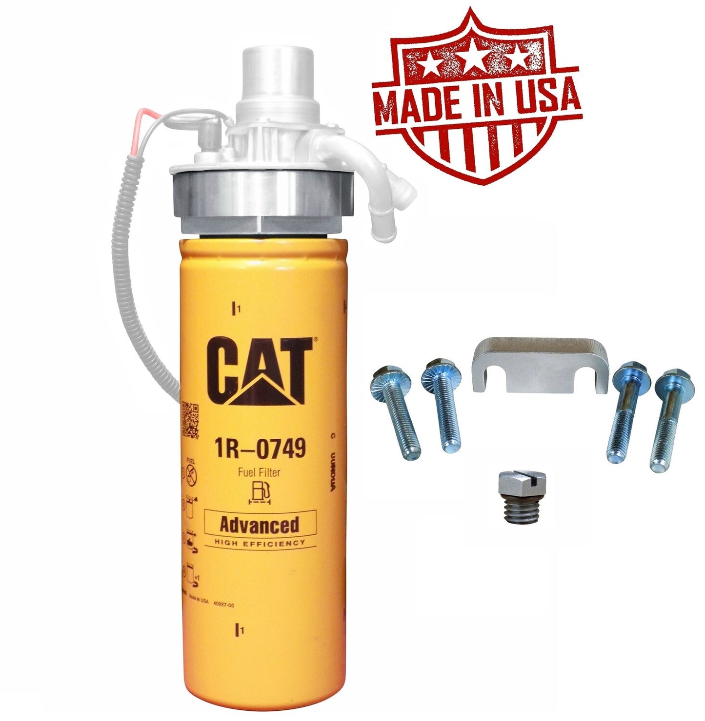 CAT Fuel Filter Adapter W/ 1R-0749 Filter for 6.6l Duramax 2001-2016 Chevy GMC