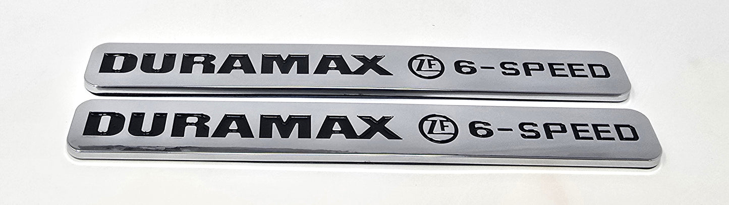 Set of Chrome Door Badges Emblems for 6.6l ZF6 Manual Duramax Diesel Pair