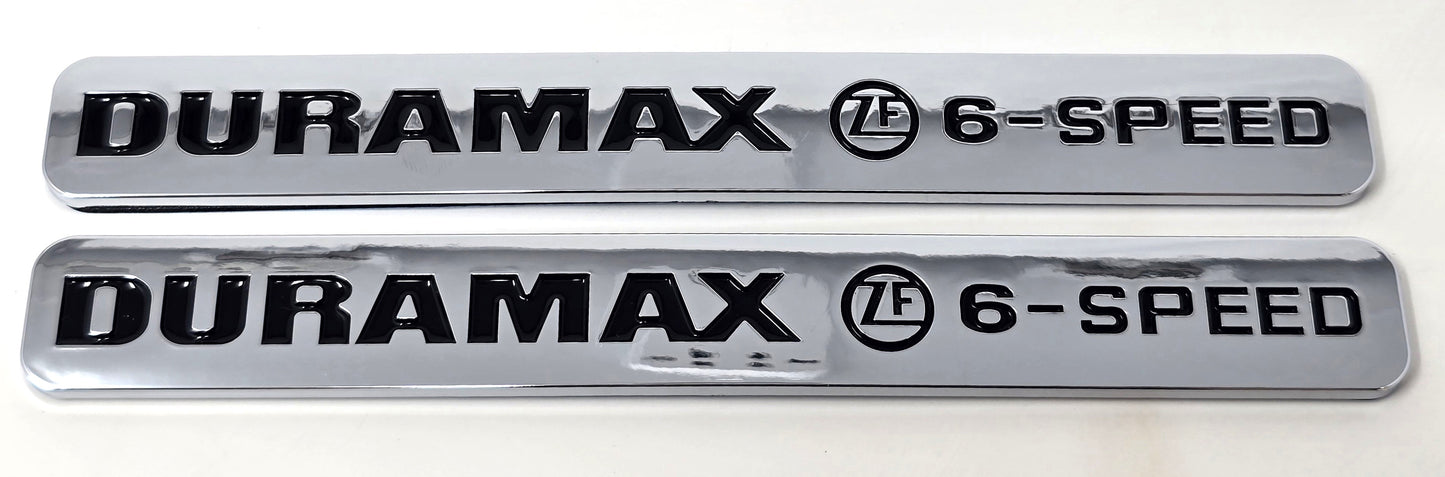 Set of Chrome Door Badges Emblems for 6.6l ZF6 Manual Duramax Diesel Pair