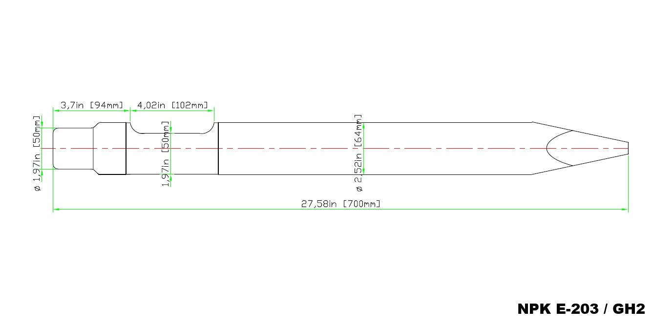 Breaker Bit Chisel Point Hydraulic Jack Hammer Concrete Cement NPK E-203 GH2