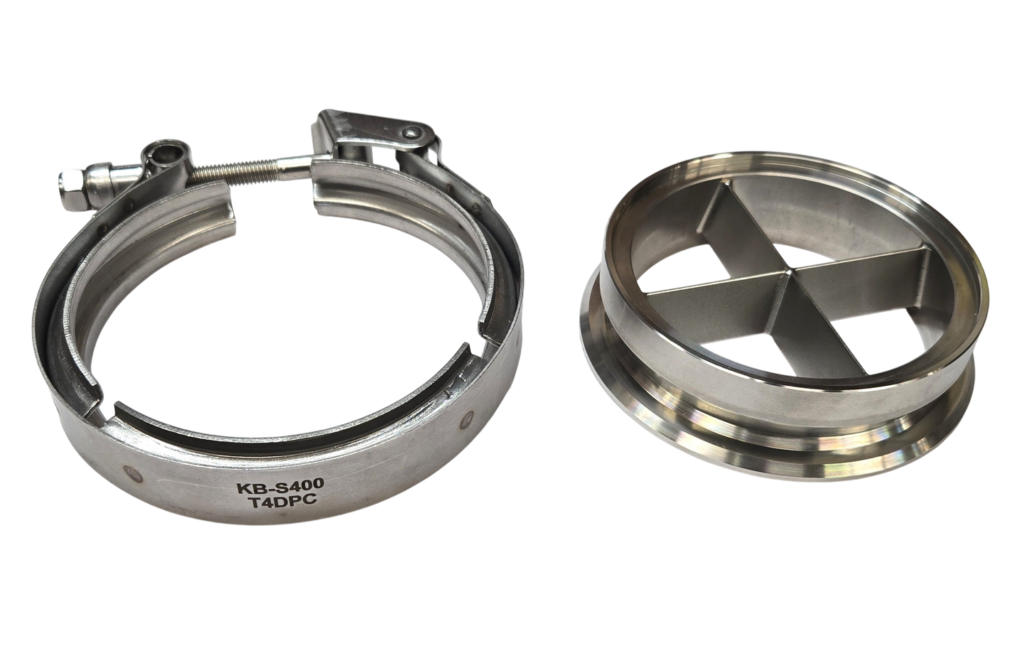 4.0in S400 *T4 Foot* Downpipe Turbo Guard Cross Bolts Flange & Clamp