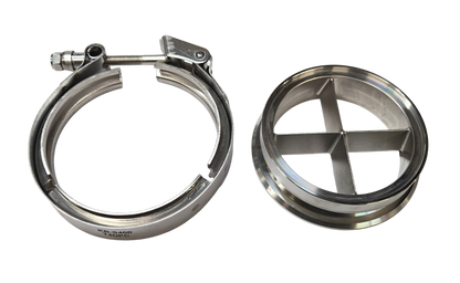 4.0in S400 *T4 Foot* Downpipe Turbo Guard Cross Bolts Flange & Clamp