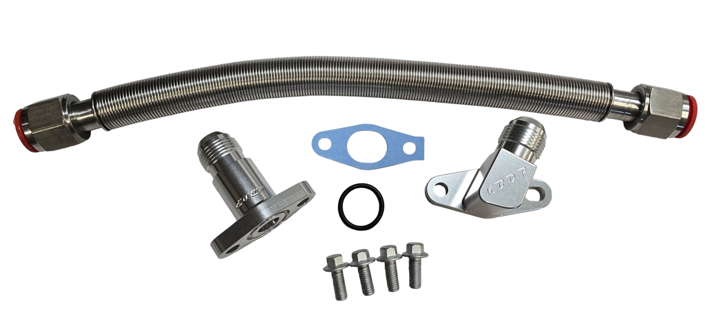 -12 S300/S400 Turbo Oil Return Drain Line Kit for 2001-2016 6.6l Duramax
