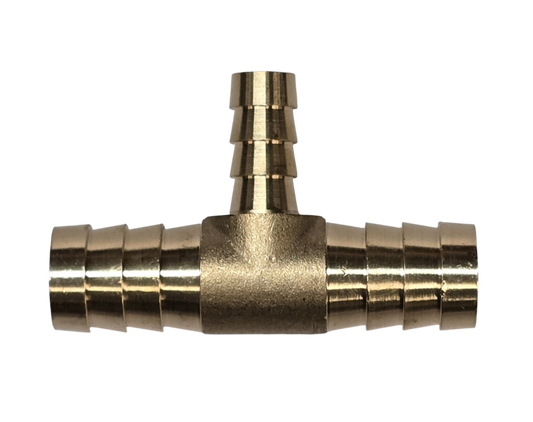 Reducer Hose Barb Tee Fitting 5/8" x 3/8" x 5/8" Brass