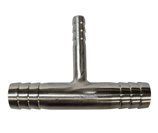 Reducer Hose Barb Tee Fitting 3/4" x 3/8" x 3/4" Stainless