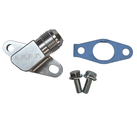 -12AN Billet Turbo Oil Return Drain Line Engine Adapter for 2001-16 6.6l Duramax