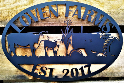 Custom Metal Farm or Family Sign, Animals, Tractor, Objects- Established In Year