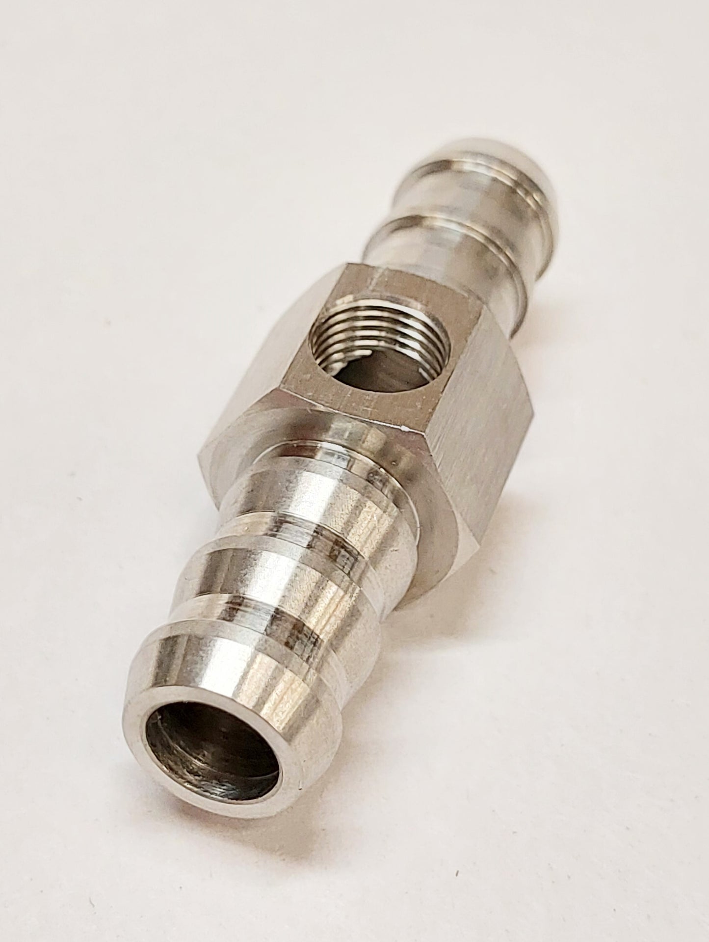 Fuel Pressure Test Port or Bleeder Tee 1/2" Push Lock Barb by 1/8" NPT