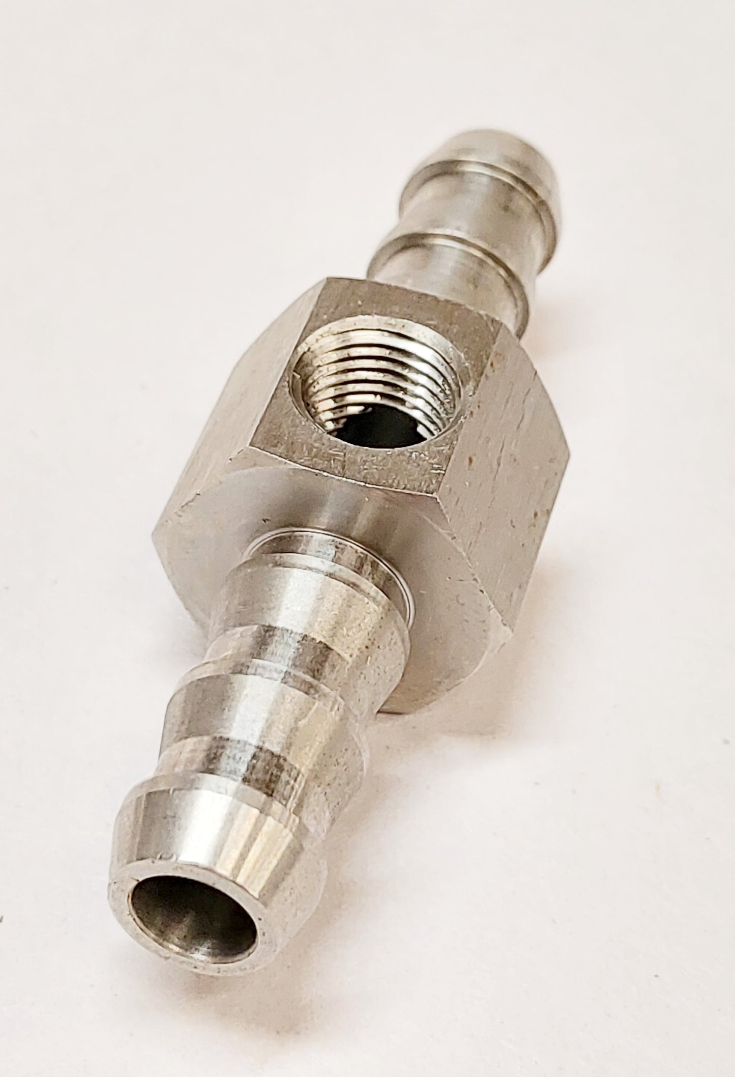 Fuel Pressure Test Port or Bleeder Tee 3/8" Push Lock Barb by 1/8" NPT