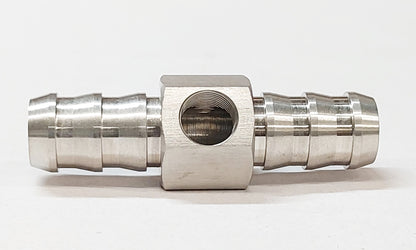 Fuel Pressure Test Port or Bleeder Tee 1/2" Push Lock Barb by 1/8" NPT