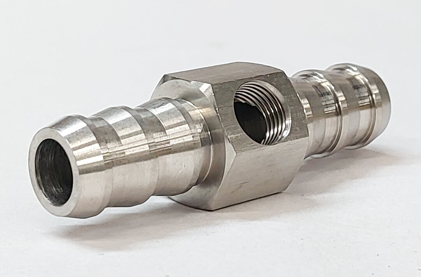 Fuel Pressure Test Port or Bleeder Tee 1/2" Push Lock Barb by 1/8" NPT