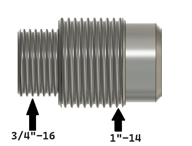 1"-14 by 3/4"16 Threaded Adapter for Diesel Fuel Filter Remote Mount Base