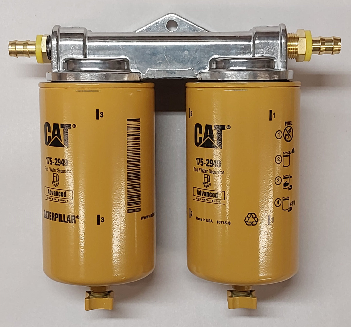 Dual Diesel Fuel Filter Remote Mount System for CAT Filters
