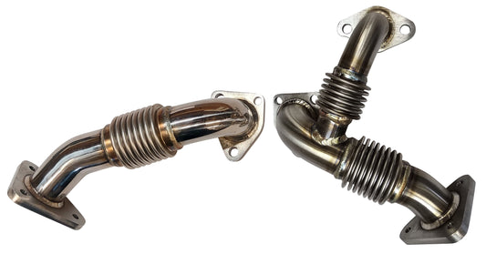 Stainless Turbo Exhaust Up Pipes for 2005 6.6l LLY Duramax Kodiak Topkick