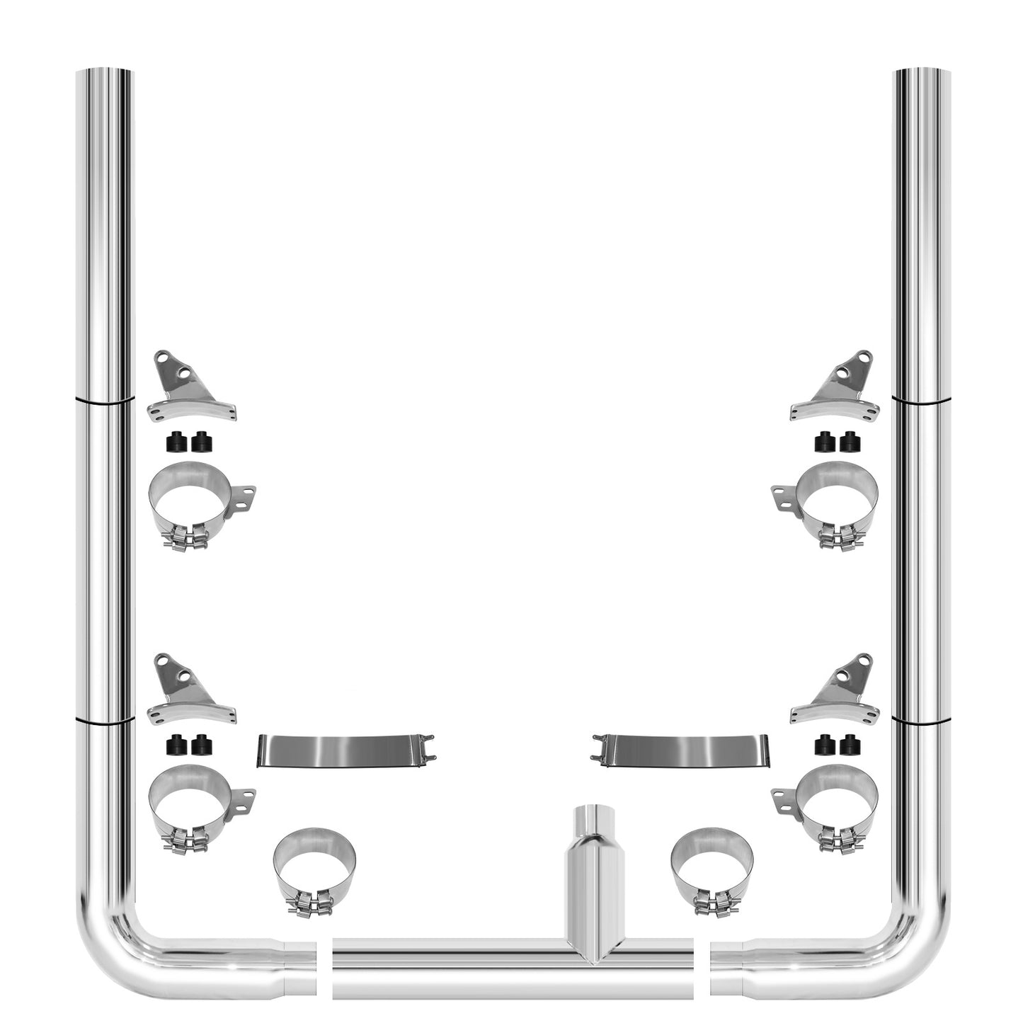 8" Polished Stainless Straight Flat Top Stacks