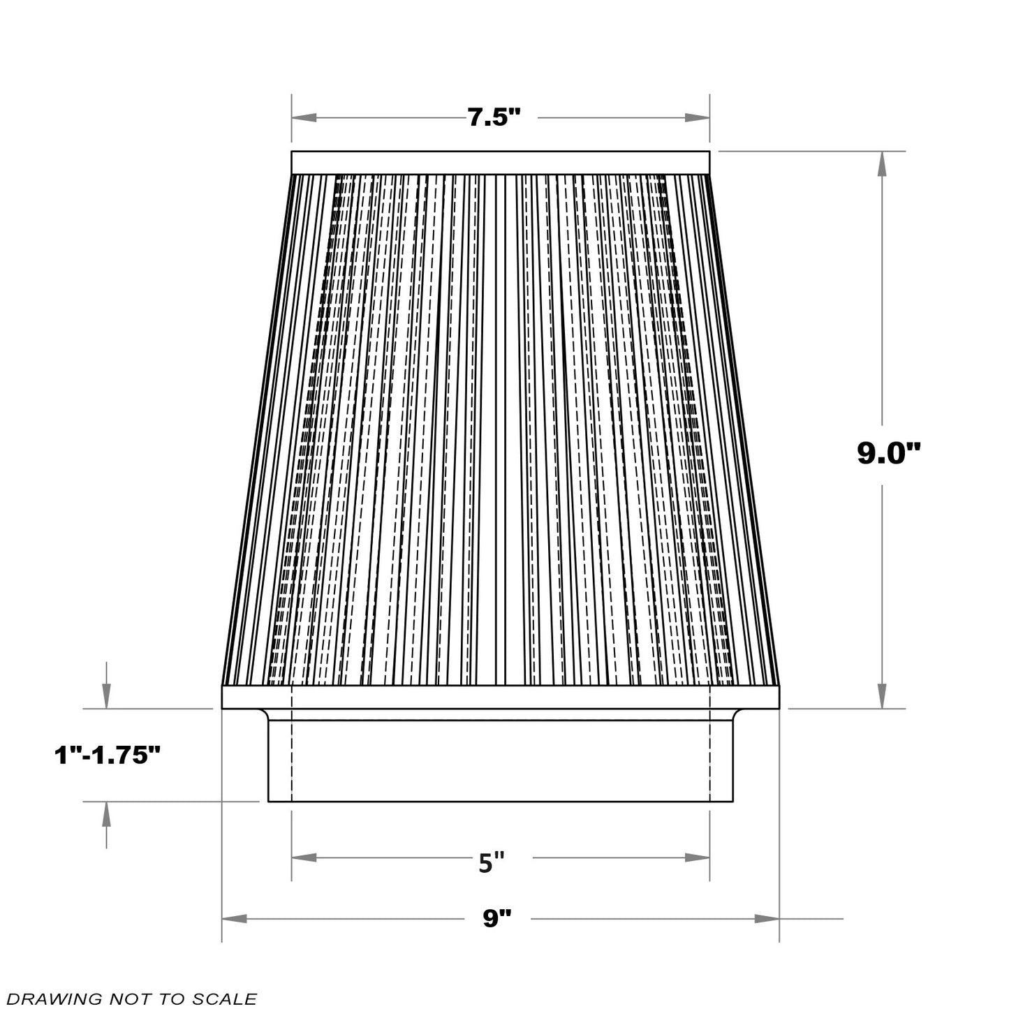 "Big John" Dry 5" ID x 10.5" Tall Cone Air Filter for Cold Air Intakes