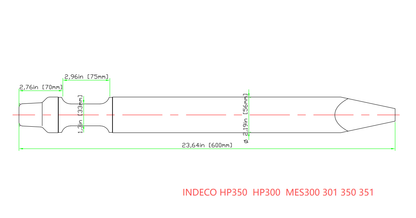 Breaker Bit Chisel Point Hydraulic Jack Hammer Concrete Cement INDECO HP350