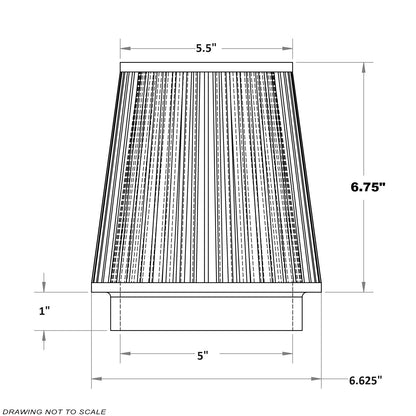 "Mini" Dry 5" ID x 7.75" Tall Cone Air Filter for Cold Air Intakes