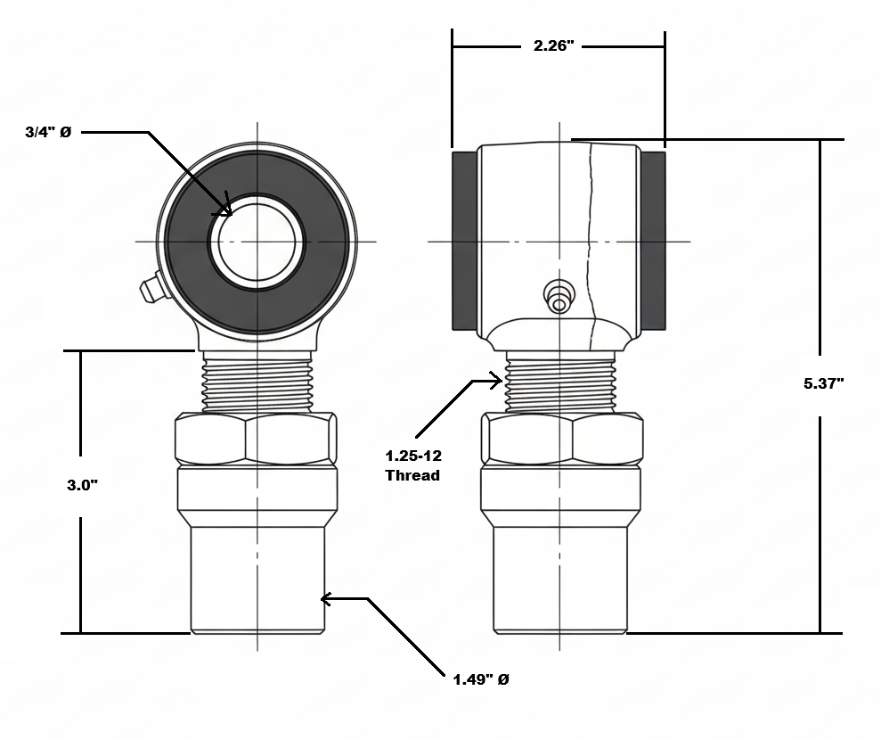 Poly Rod End Kit for Traction Bar / 4-Link / Pan Hard Bar / Ladder Bars